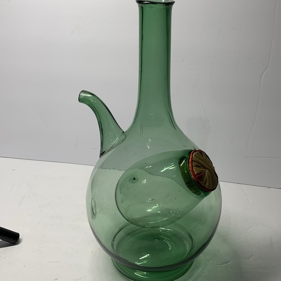 Vintage Green Blown Glass Jug with Ice Bucket Included, Empoli, Italy - Picture 11 of 12